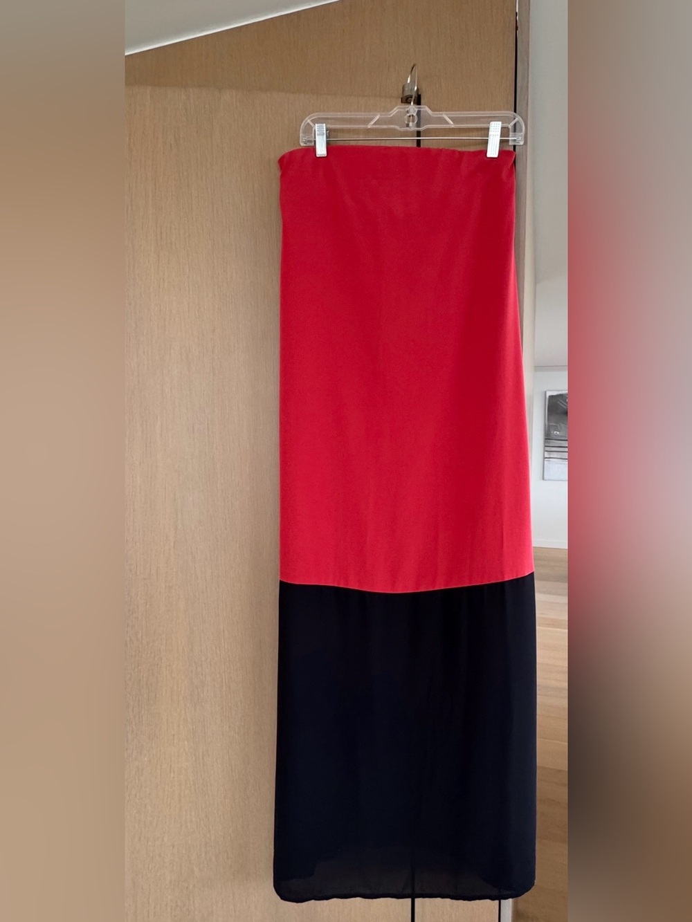 Loft xs built in bra Red and Black Colorblock Summer Maxi dress.